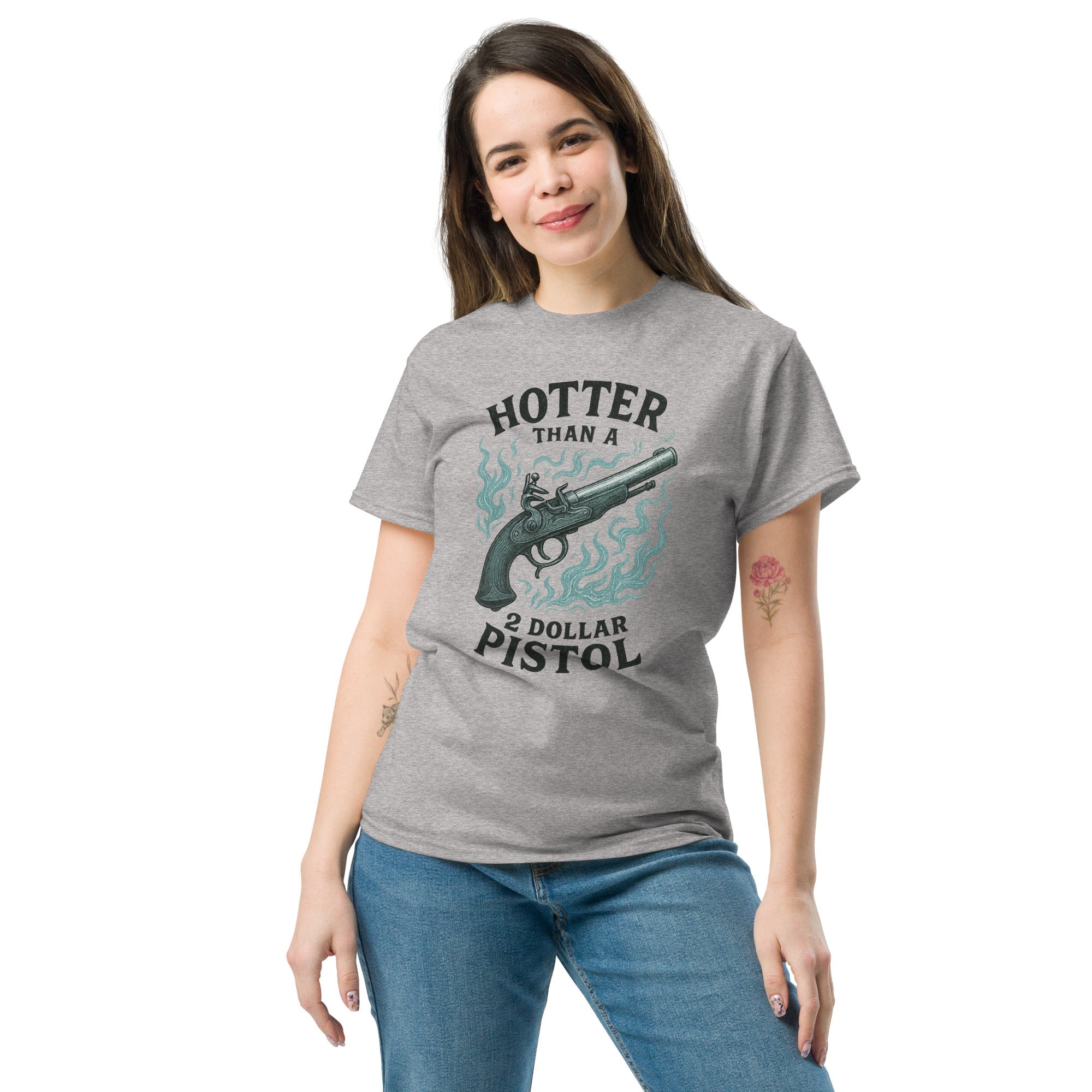 Hotter Than $2 Pistol (Blue) - Unisex classic tee