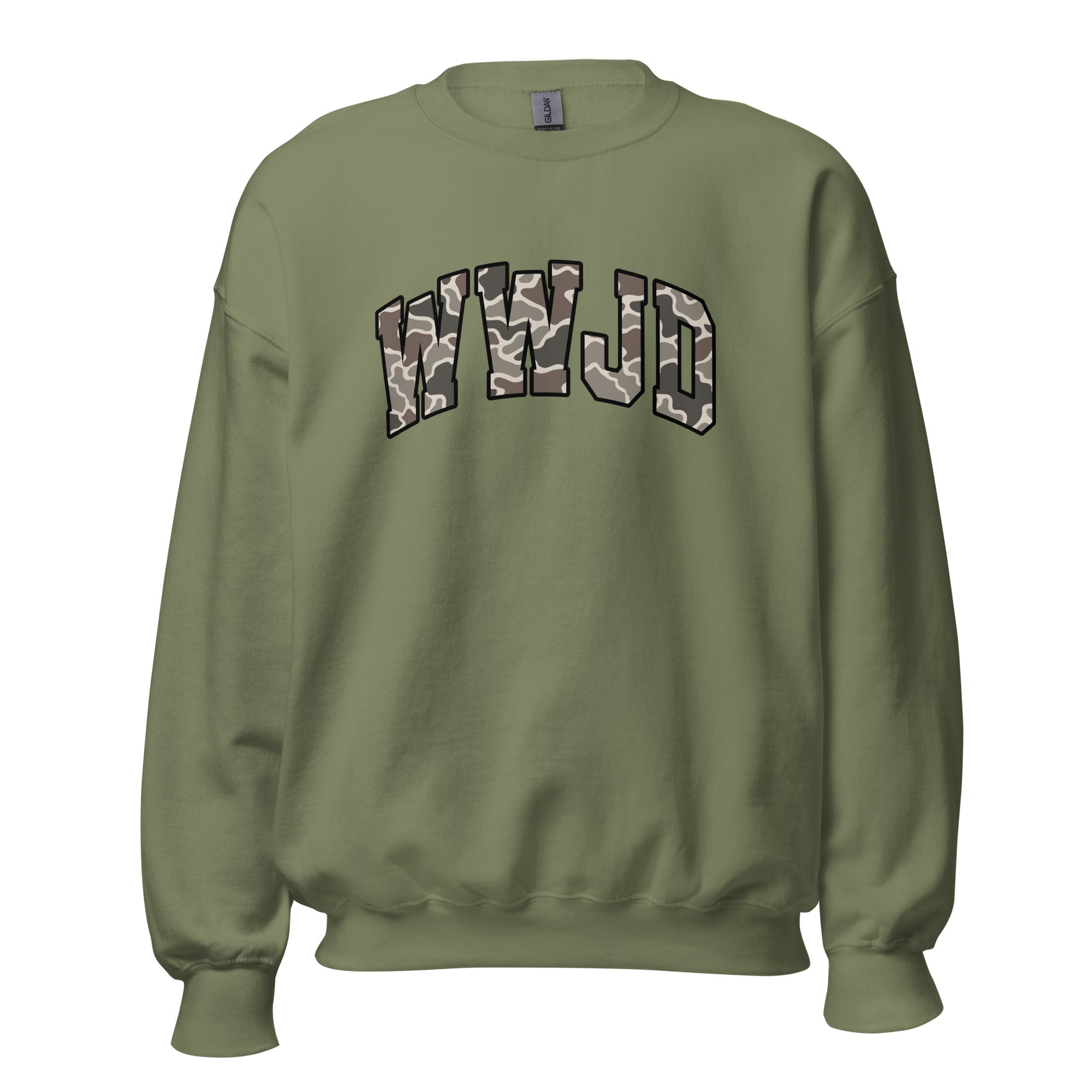 WWJD Camo | Gildan Sweatshirt