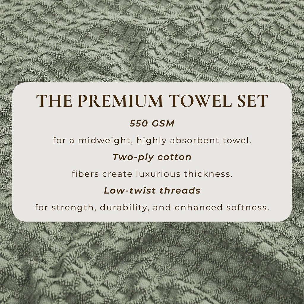 Cotton Diamond Waffle Weave Bath Towel Set - Grayson Collection