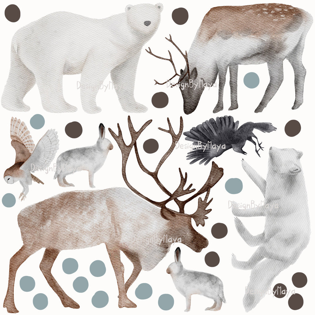 Arctic Animal Friends - Fabric Nursery Wall Art Decals