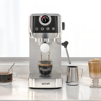 Wirsh 20 Bar Espresso Machine | Home Barista Plus with Pressure Gauge & Steam Wand