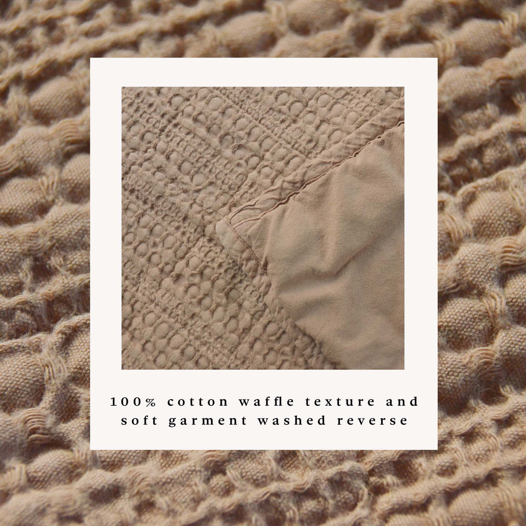 100% Cotton Honeycomb Waffle Garment Washed Quilt Set - Genevieve Collection