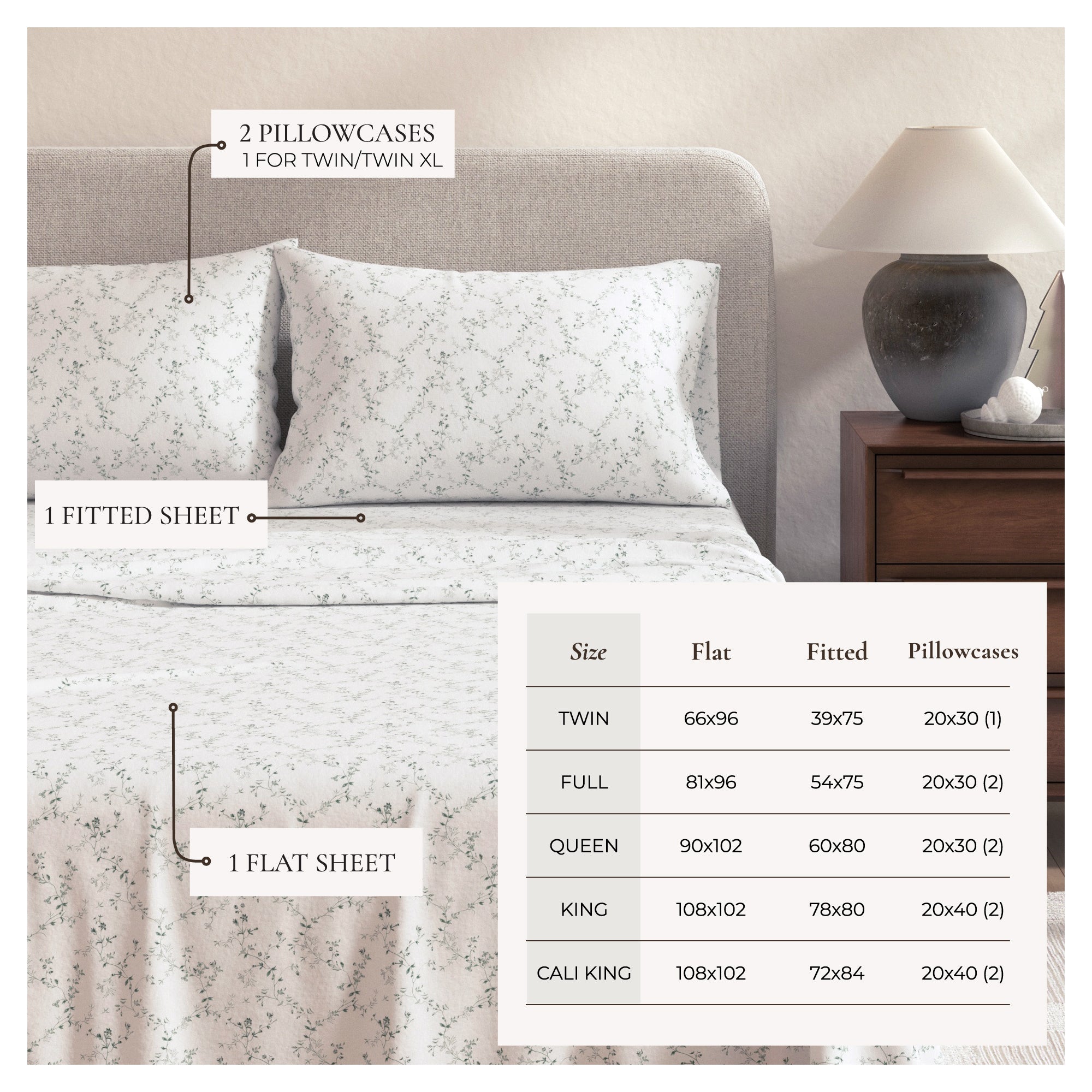 Turkish Cotton Flannel Sheet Set - Winter Floral Collection