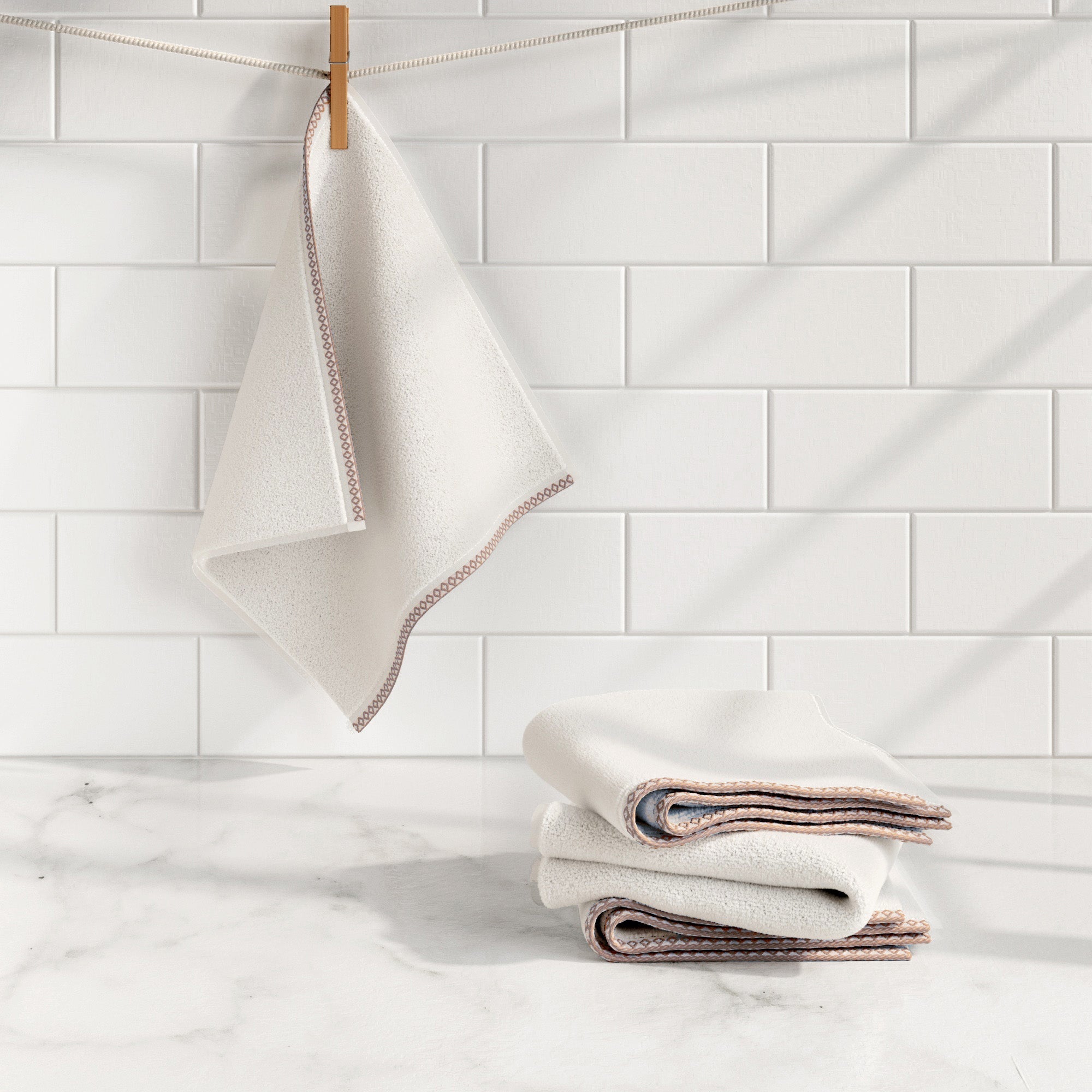 Cotton Border-Stitched 6-Piece Towel Set - Valery Collection