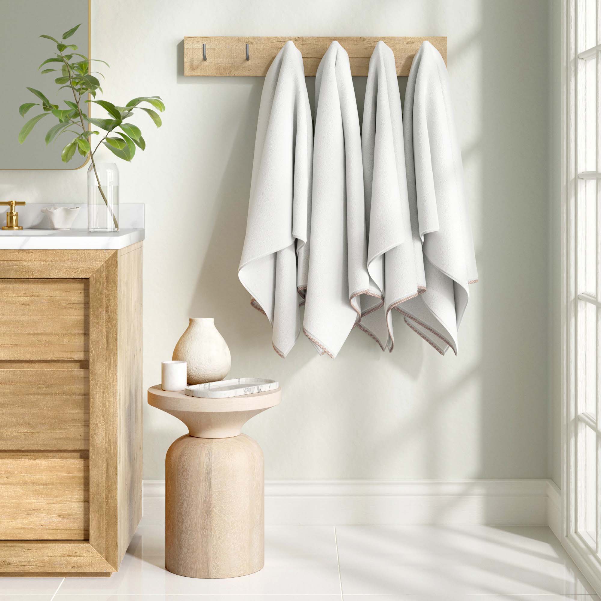 Cotton Border-Stitched 6-Piece Towel Set - Valery Collection