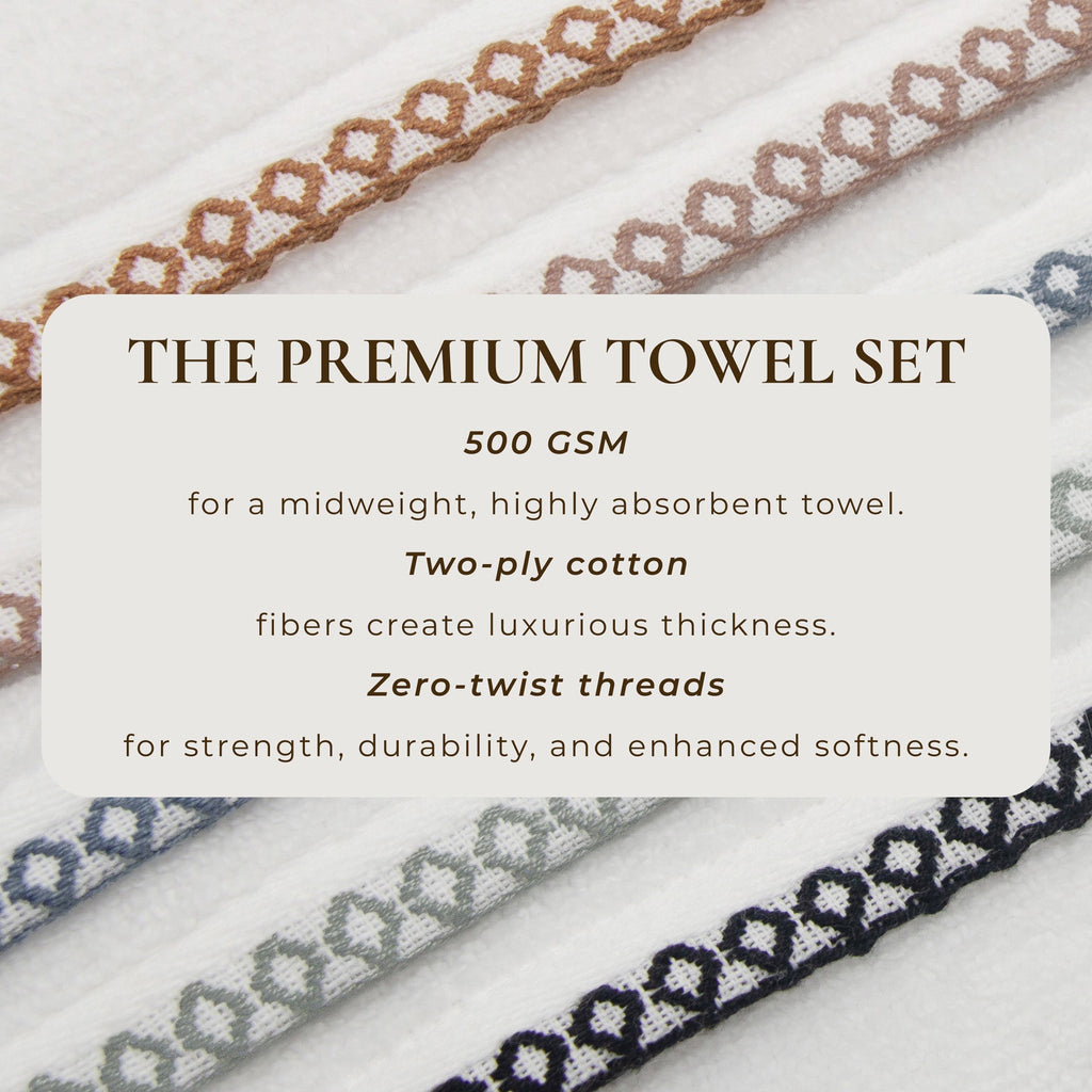 Cotton Border-Stitched 6-Piece Towel Set - Valery Collection